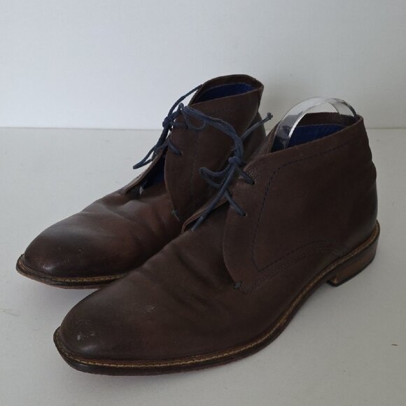 TED BAKER | Torsdi chukka boots in brown leather with blue laces sz 10 - Picture 1 of 6